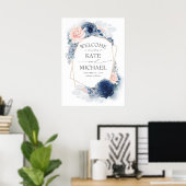 Blush and Dusty Blue Floral Wedding Welcome Poster (Heimbüro)