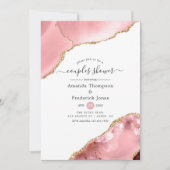 Blush and Gold Agate Couples Dusche Einladung (Vorderseite)