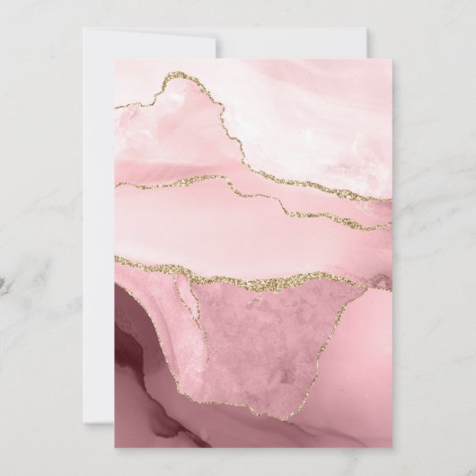 Blush and Gold Agate Virtual Baby Dusche Einladung (Rückseite)