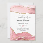 Blush and Gold Agate Wedding Einladung (Vorderseite)