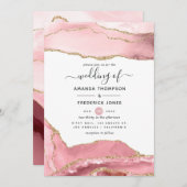 Blush and Gold Agate Wedding Einladung (Vorne/Hinten)