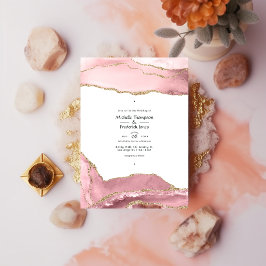 Blush and Gold Agate Wedding Einladung