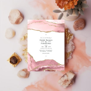 Blush and Gold Agate Wedding Einladung
