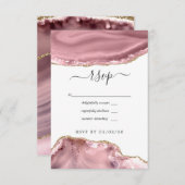 Blush and Gold Agate Wedding RSVP Karte (Vorne/Hinten)