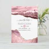Blush and Gold Agate Wedding Save The Date (Stehend Vorderseite)