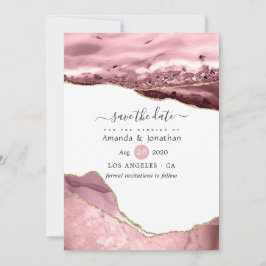 Blush and Gold Agate Wedding Save The Date