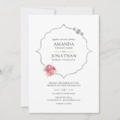 Blush and Gold and Silver Floral Diamond Wedding Einladung (Vorderseite)