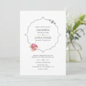 Blush and Gold and Silver Floral Diamond Wedding Einladung (Stehend Vorderseite)