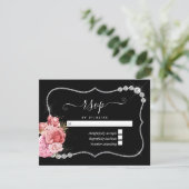 Blush and Gold and Silver Floral Diamond Wedding RSVP Karte (Stehend Vorderseite)