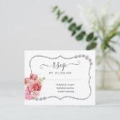 Blush and Gold and Silver Floral Diamond Wedding RSVP Karte (Stehend Vorderseite)