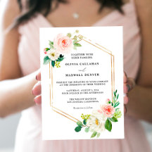 Blush and Gold Bloral Wedding Einladungen, elegant