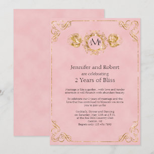 Blush and Gold Cotton 2. Hochzeitstag Einladung