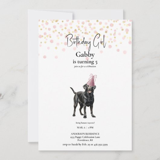 Blush and Gold Custom Watercolor Dog Einladung (Vorderseite)