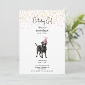 Blush and Gold Custom Watercolor Dog Einladung (Stehend Vorderseite)