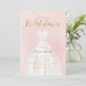 Blush and Gold Elegantes Hochzeitskleid Brautparty Einladung (Stehend Vorderseite)