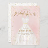 Blush and Gold Elegantes Hochzeitskleid Brautparty Einladung (Vorne/Hinten)