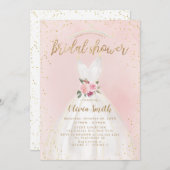 Blush and Gold Elegantes Hochzeitskleid Brautparty Einladung (Vorne/Hinten)