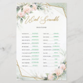 Blush and gold eucalyptus Word Scramble game (Rückseite)