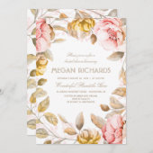 Blush and Gold Floral Watercolor Brautparty Einladung (Vorne/Hinten)