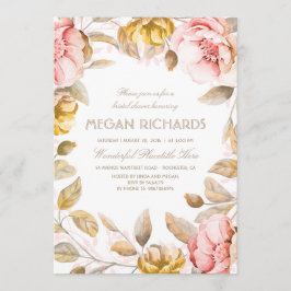 Blush and Gold Floral Watercolor Brautparty Einladung