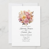 Blush and Gold Floral Wedding Einladung (Vorderseite)