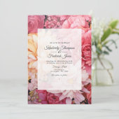 Blush and Gold Floral Wedding Einladung (Stehend Vorderseite)