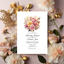Blush and Gold Floral Wedding Einladung