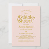 Blush and Gold Heart Script Wedding Brautparty Einladung (Vorderseite)