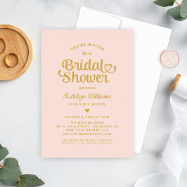 Blush and Gold Heart Script Wedding Brautparty Einladung