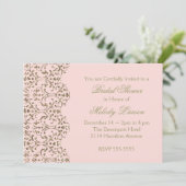 Blush and Gold Lace Einladung (Stehend Vorderseite)