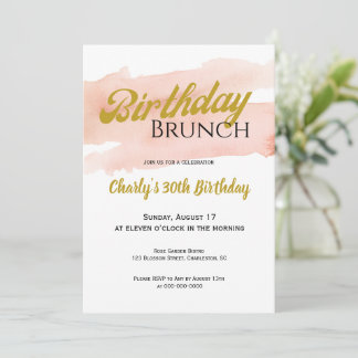 Blush and Gold Modern Brunch Celebration Einladung