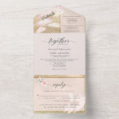 Blush and Gold Pampas Grass Wedding All In One Einladung (Innen Boden)