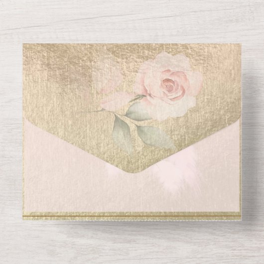 Blush and Gold Pampas Grass Wedding All In One Einladung (Rückseite)