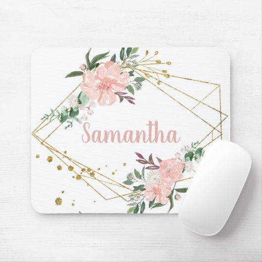 Blush and Gold Personalized Mousepad (Mit Mouse)
