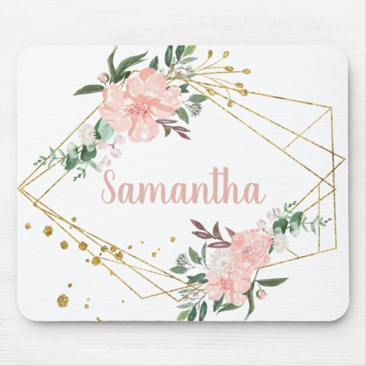 Blush and Gold Personalized Mousepad (Vorne)
