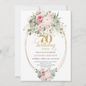 Blush and Gold Printable 70th Birthday Invitation Einladung (Vorderseite)