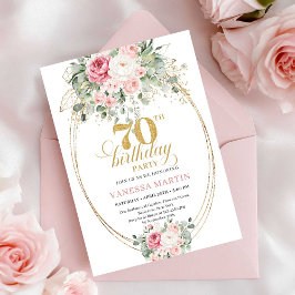 Blush and Gold Printable 70th Birthday Invitation Einladung