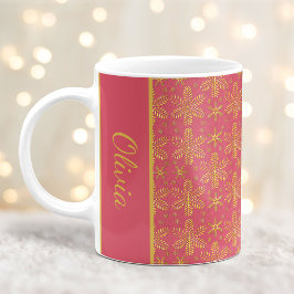 Blush and Gold Snowflakes Weihnachten Tasse mit Na