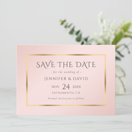 Blush and Gold Wedding speichern das Datum Save The Date (Stehend Vorderseite)