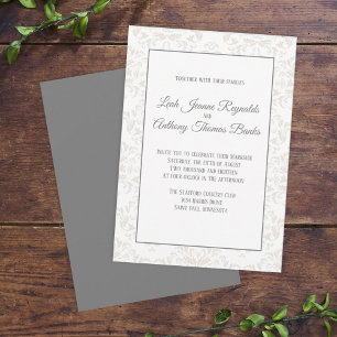 Blush and Gray Damask Elegantes formales Hochzeits Einladung