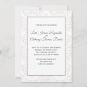 Blush and Gray Damask Elegantes formales Hochzeits Einladung (Vorderseite)