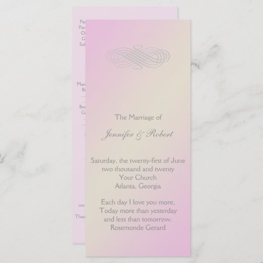 Blush and Gray Romantic Wedding Program Programm (Vorne/Hinten)