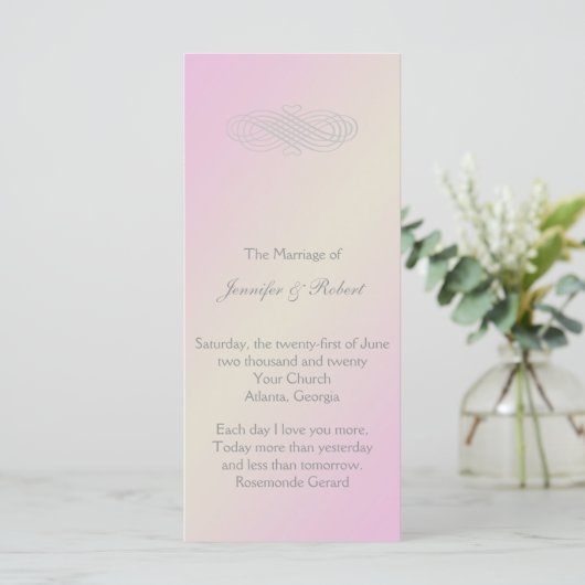 Blush and Gray Romantic Wedding Program Programm (Stehend Vorderseite)