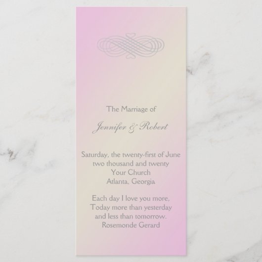 Blush and Gray Romantic Wedding Program Programm (Vorderseite)