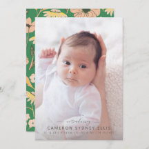 Blush and Green Boho Floral Baby Foto Birth Anno