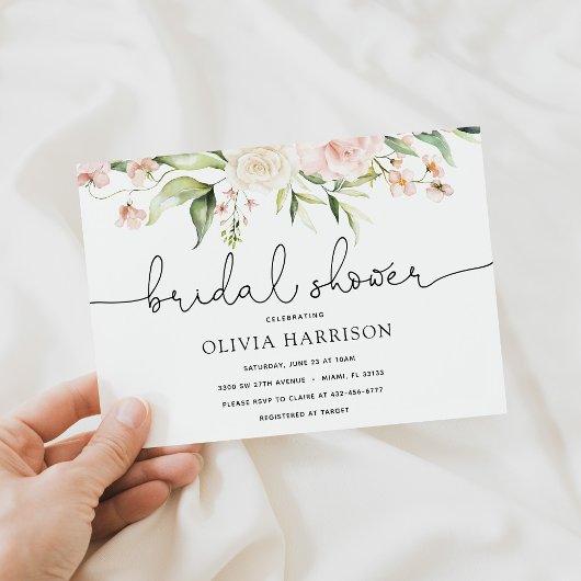 Blush and Greenery Bridal Dusche Einladung