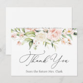 Blush and Greenery Danke Note Card Mitteilungskarte (Vorne/Hinten)