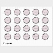 Blush and Grey Floral Save the Date Hochzeit Runder Aufkleber (Blatt)