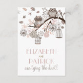 Blush and Grey Owls Wedding Reception Card Begleitkarte (Rückseite)