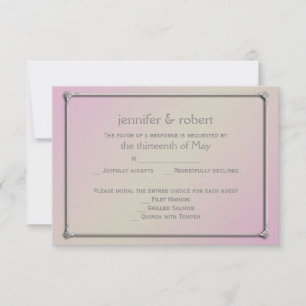 Blush and Grey Romantic Wedding Response Card RSVP Karte